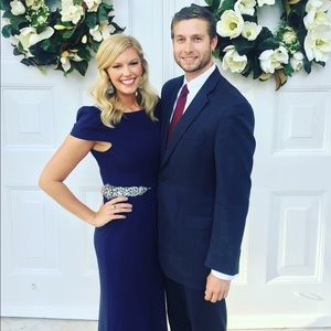 Cachet Navy Floor Length Dress